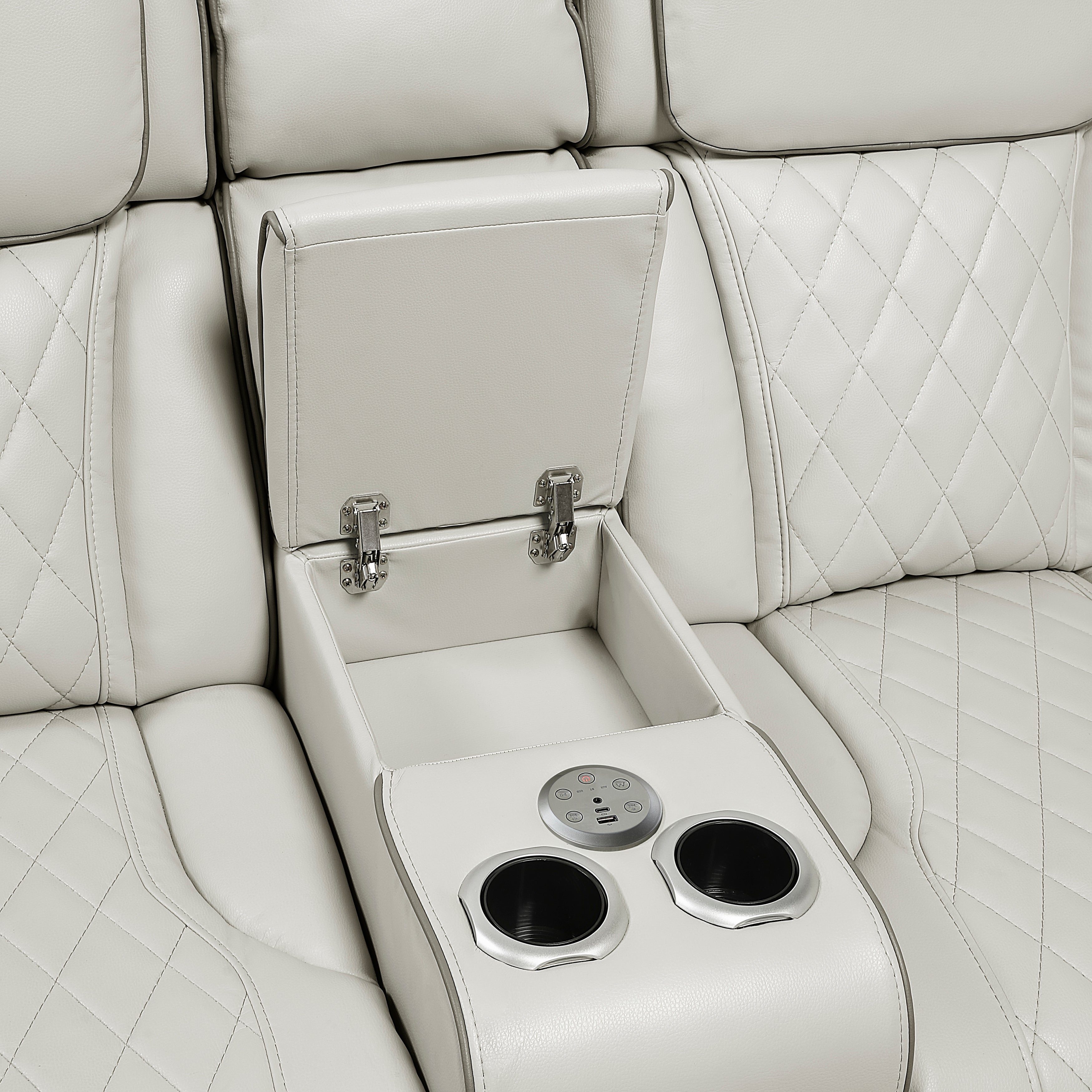 9516TPES*32LCN2RCNPWH (3)3-Piece Power Reclining Sectional with Consoles, Power Headrests, Storage Arms(Top and Side), Cup holders, Charging Ports, Wireless speakers and LED lighting - 9516TPES*32LCN2RCNPWH