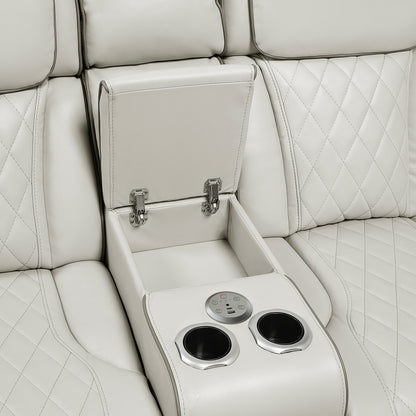9516TPES*32LCN2RCNPWH (3)3-Piece Power Reclining Sectional with Consoles, Power Headrests, Storage Arms(Top and Side), Cup holders, Charging Ports, Wireless speakers and LED lighting - 9516TPES*32LCN2RCNPWH