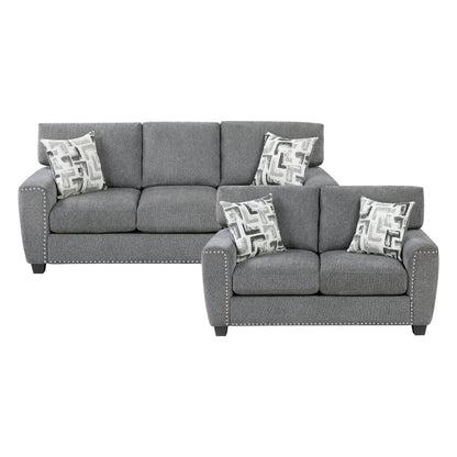 9538DGY*2 2pc Set: Sofa, Love - 9538DGY*2
