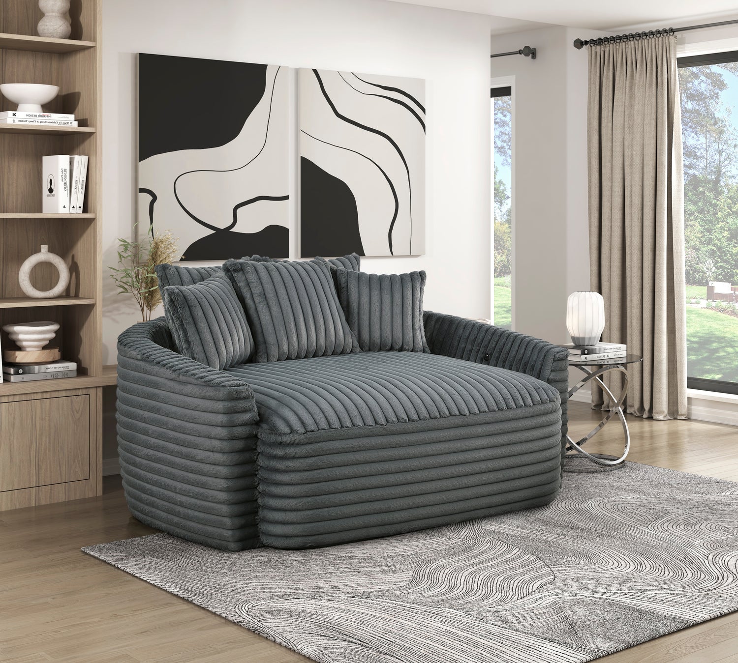 9539DGY-5* (2)Oversized Chaise Lounge - 9539DGY-5*