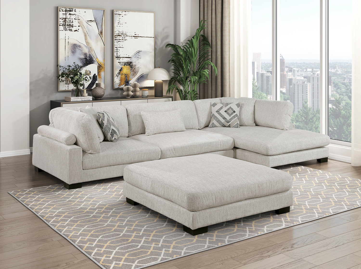 9555BEG-4 Ottoman - 9555BEG-4