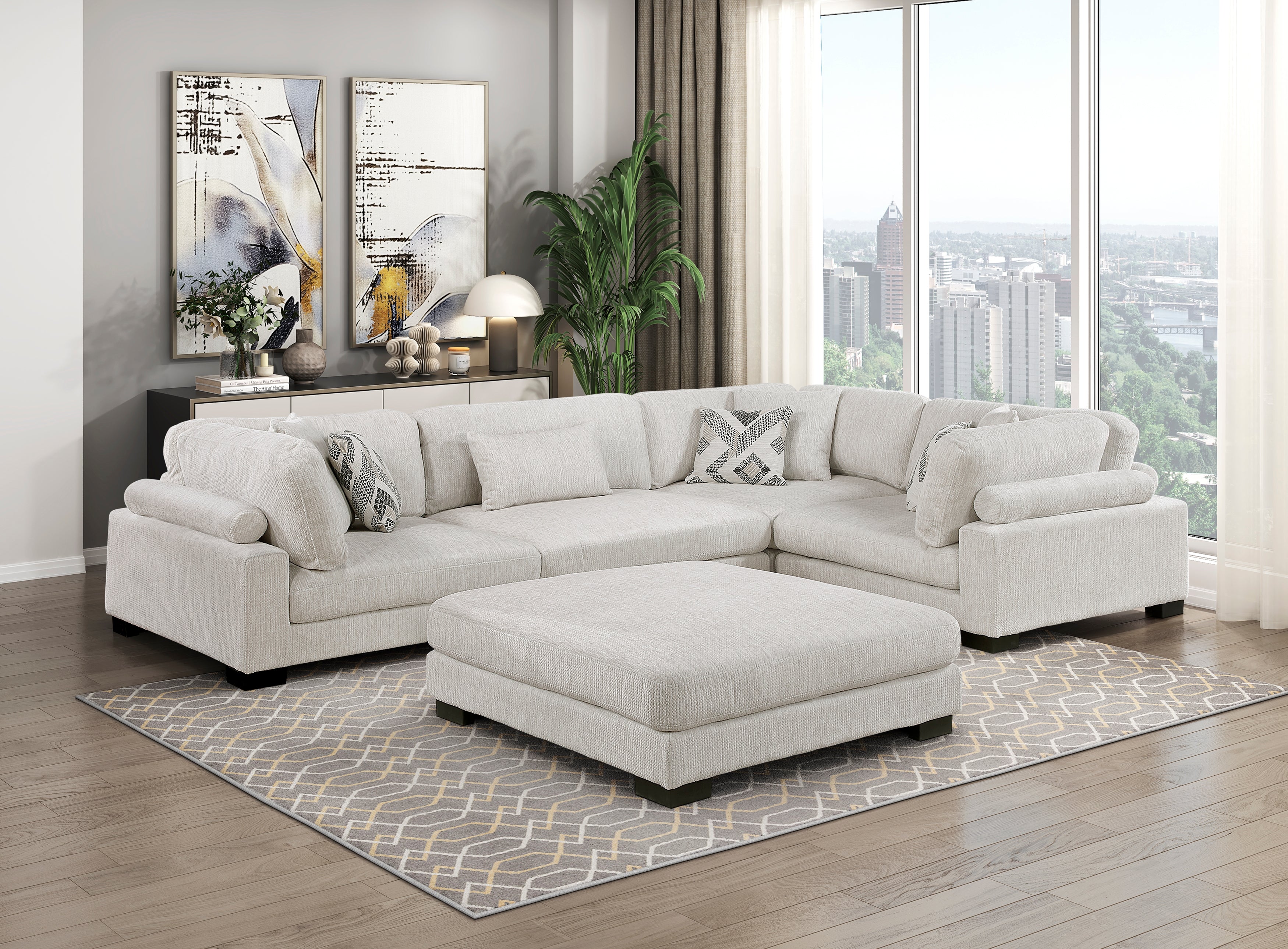 9555BEG-4 Ottoman - 9555BEG-4