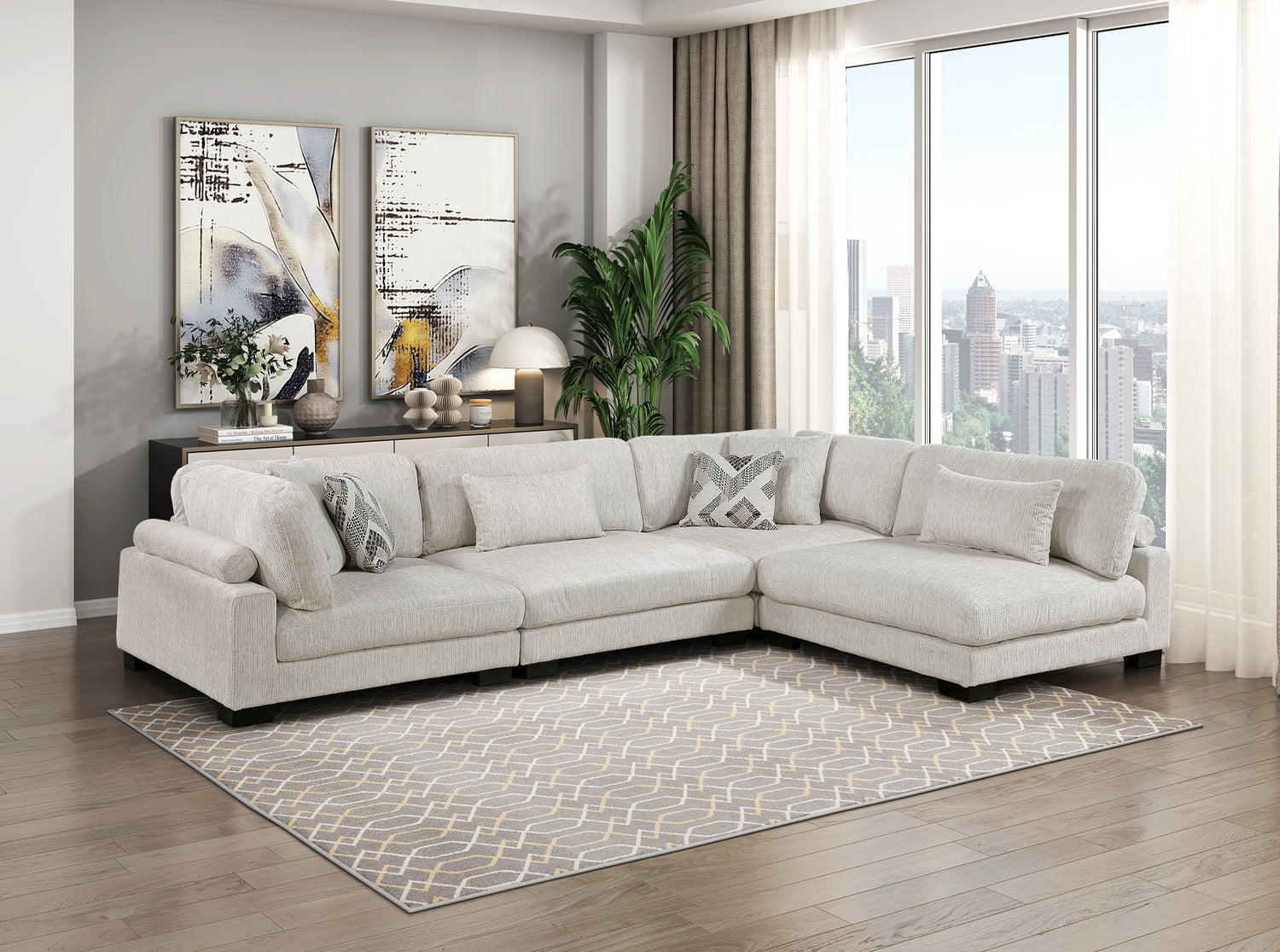9555BEG*42CR2AC (4)4-Piece Modular Sectional - 9555BEG*42CR2AC