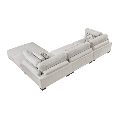 9555BEG*42CRACOT (4)4-Piece Modular Sectional with Ottoman - 9555BEG*42CRACOT