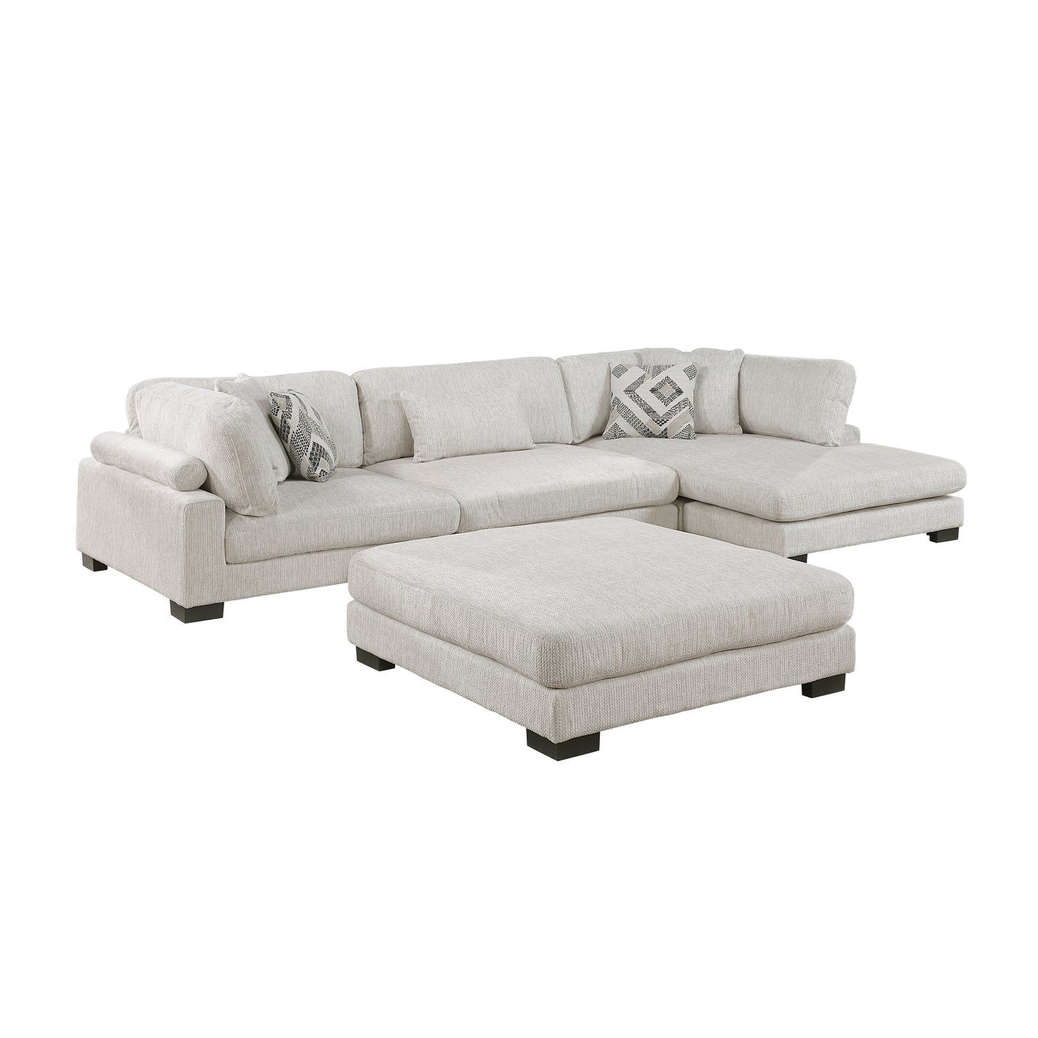 9555BEG*4CRACVCOT (4)4-Piece Modular Sectional with Chaise and Ottoman - 9555BEG*4CRACVCOT