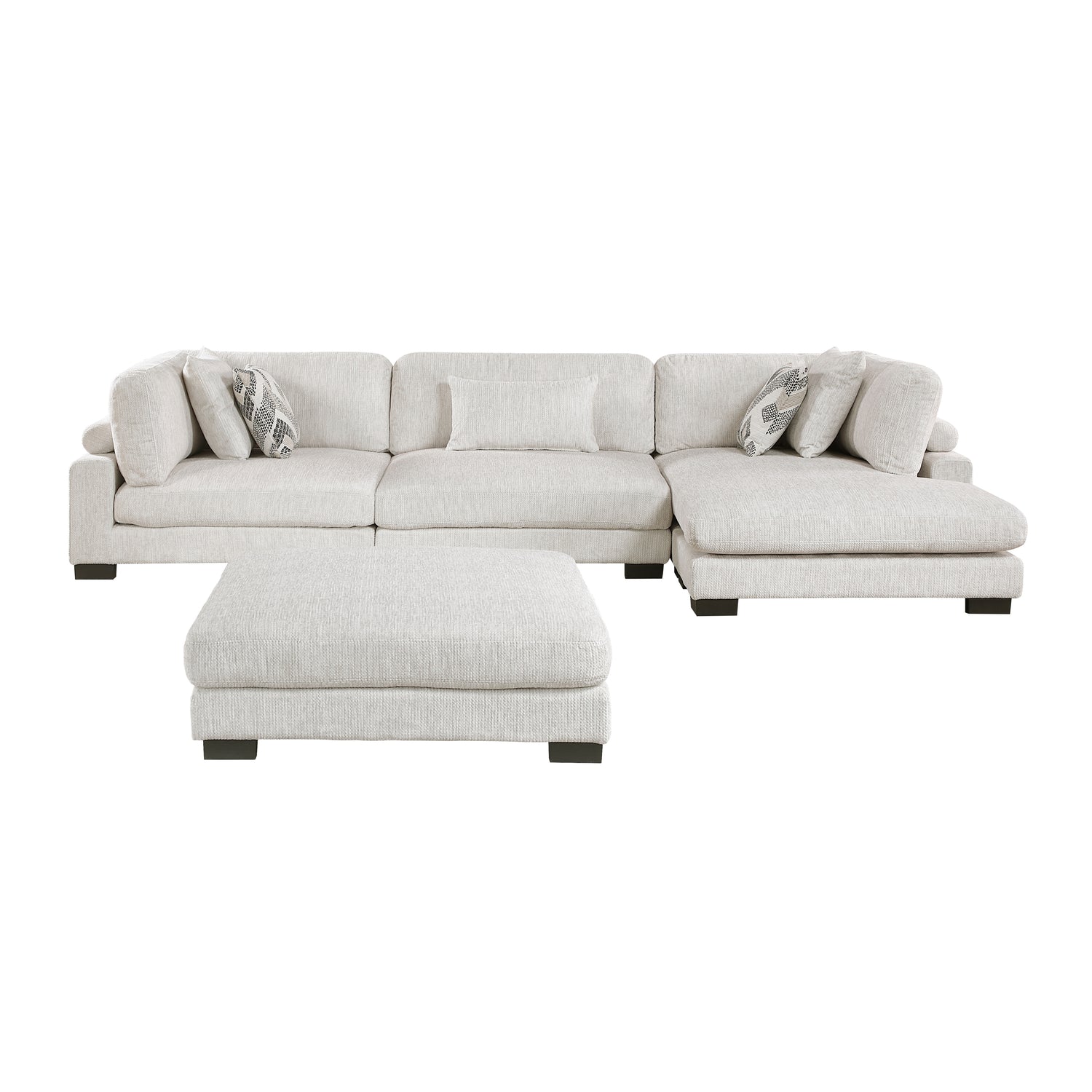 9555BEG*4CRACVCOT (4)4-Piece Modular Sectional with Chaise and Ottoman - 9555BEG*4CRACVCOT