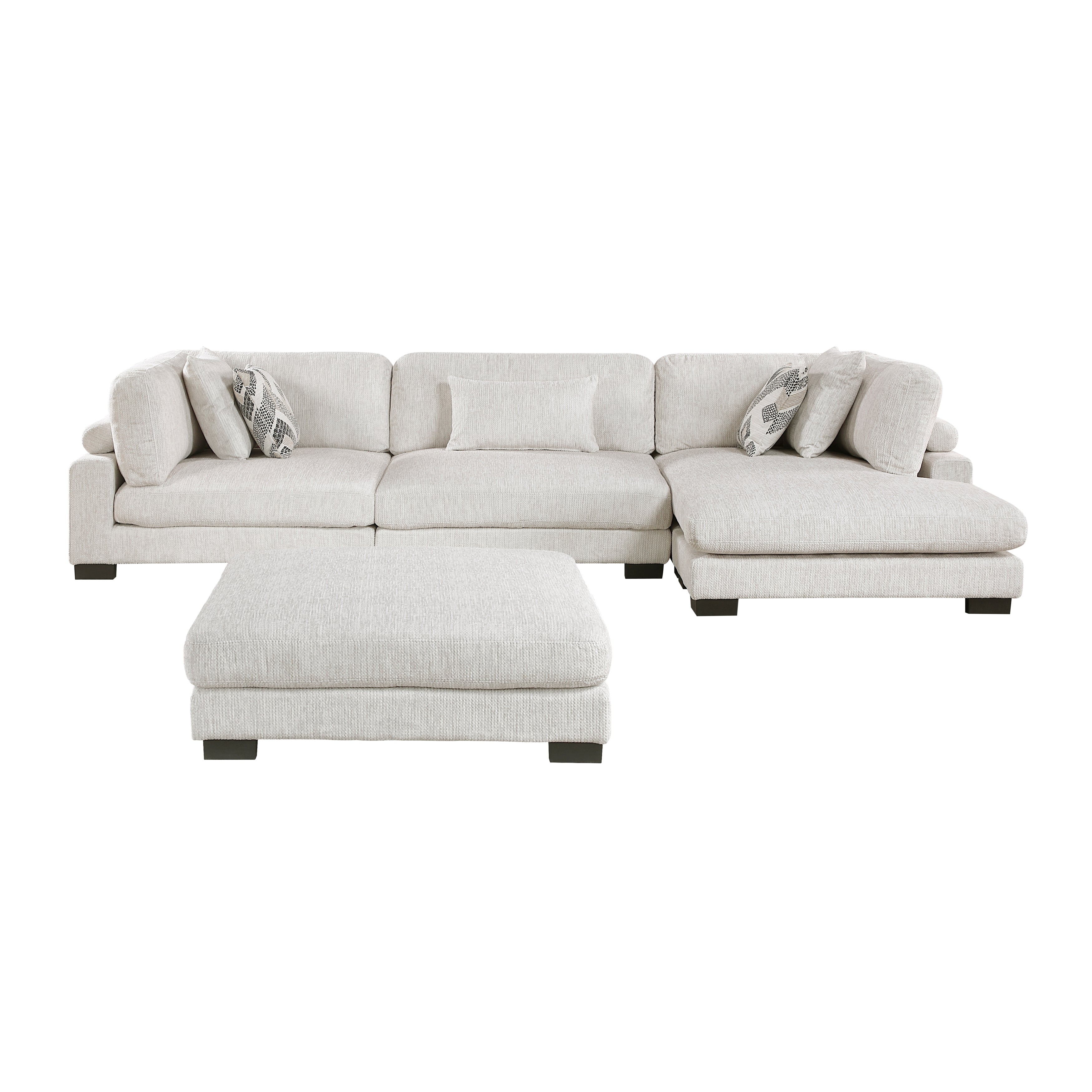 9555BEG*4CRACVCOT (4)4-Piece Modular Sectional with Chaise and Ottoman - 9555BEG*4CRACVCOT