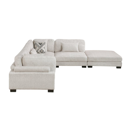 9555BEG*52CR2ACOT (5)5-Piece Modular Sectional with Ottoman - 9555BEG*52CR2ACOT