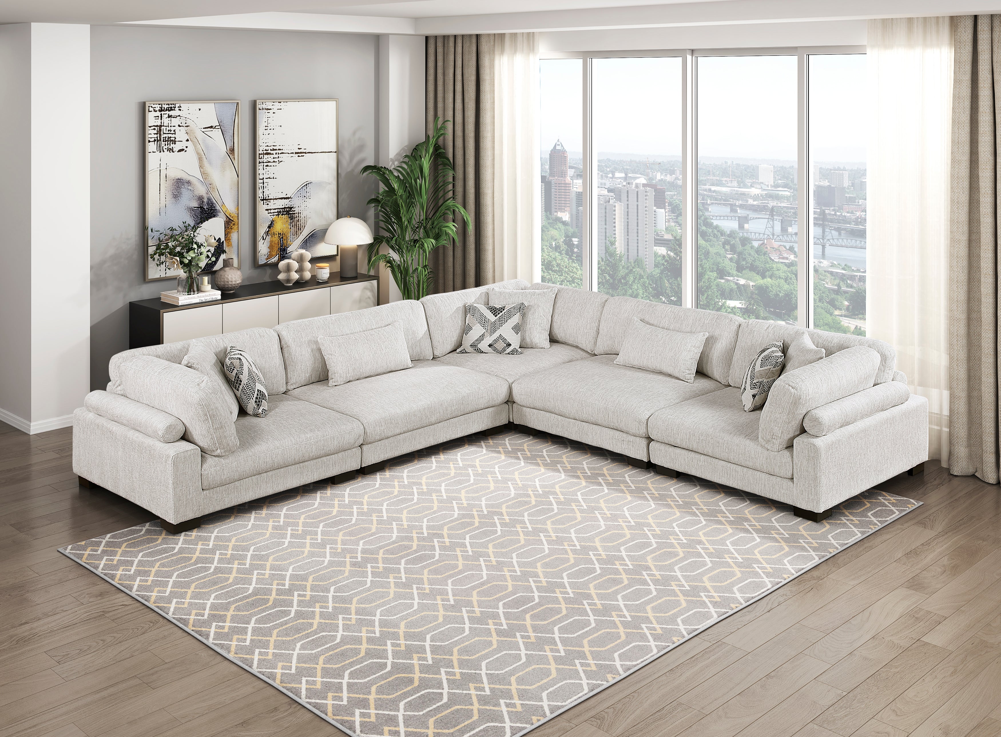 9555BEG*53CR2AC (5)5-Piece Modular Sectional - 9555BEG*53CR2AC