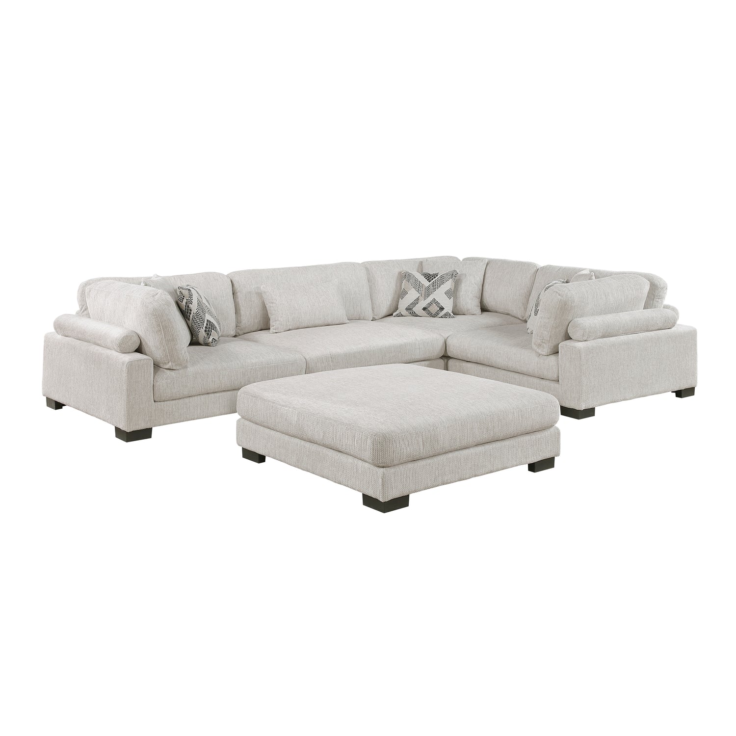 9555BEG*53CRACOT (5)5-Piece Modular Sectional with Ottoman - 9555BEG*53CRACOT