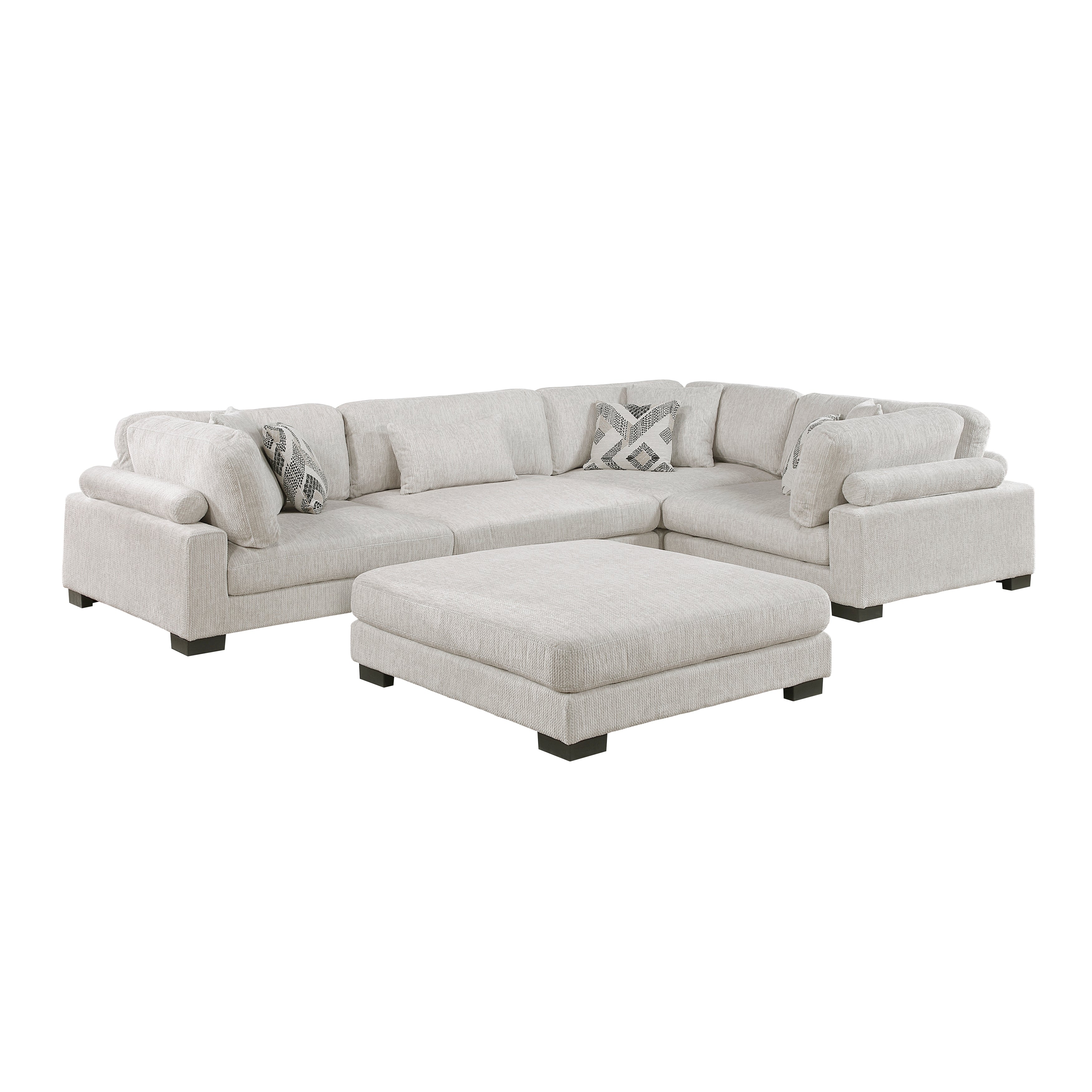 9555BEG*53CRACOT (5)5-Piece Modular Sectional with Ottoman - 9555BEG*53CRACOT