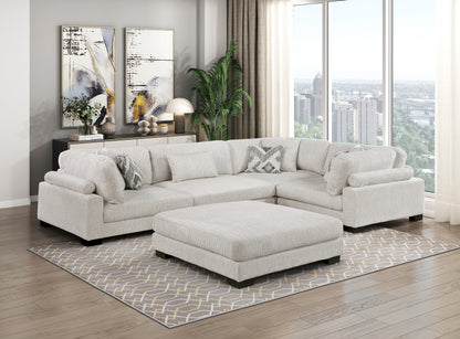 9555BEG*53CRACOT (5)5-Piece Modular Sectional with Ottoman - 9555BEG*53CRACOT
