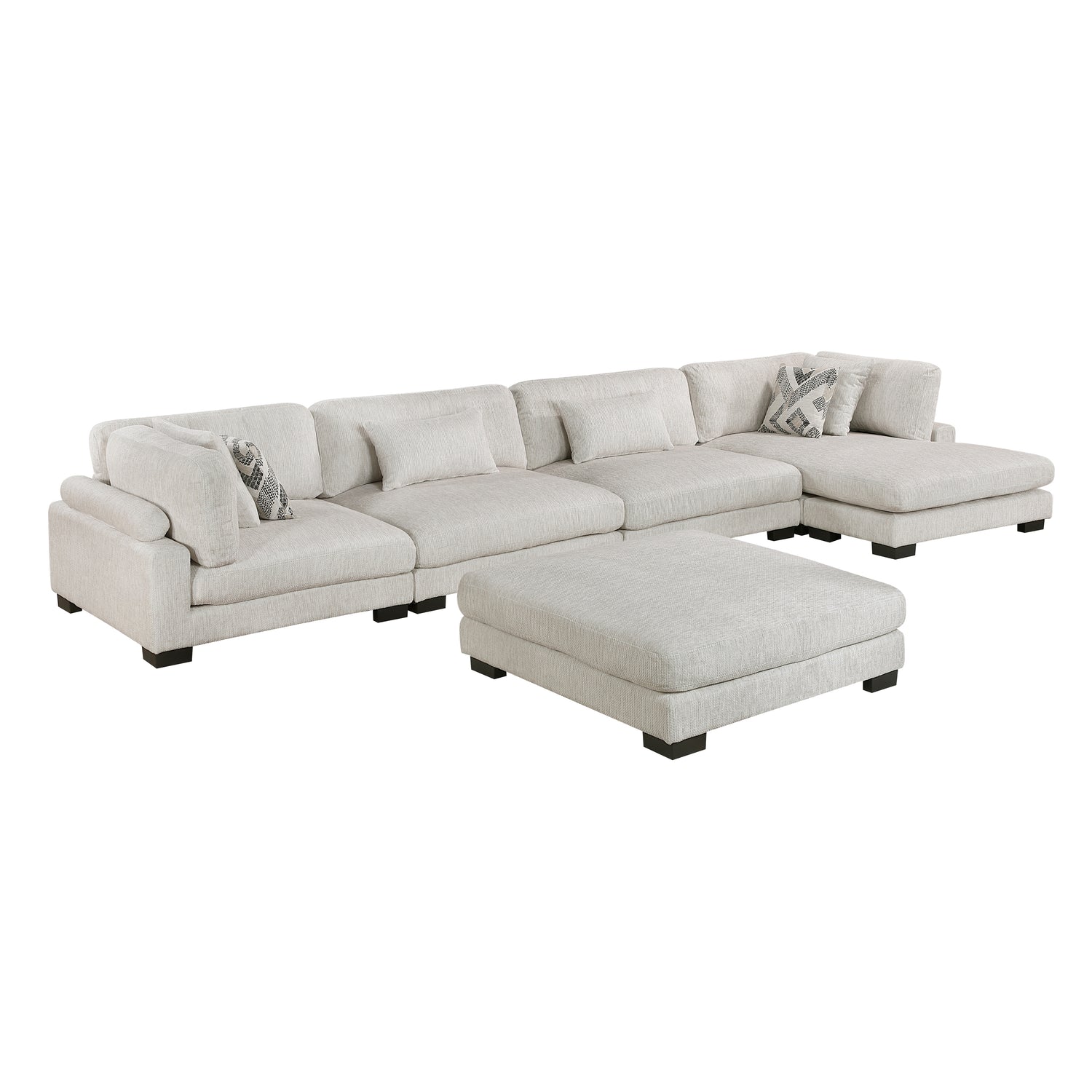 9555BEG*5CR2ACVCOT (5)5-Piece Modular Sectional with Chaise and Ottoman - 9555BEG*5CR2ACVCOT