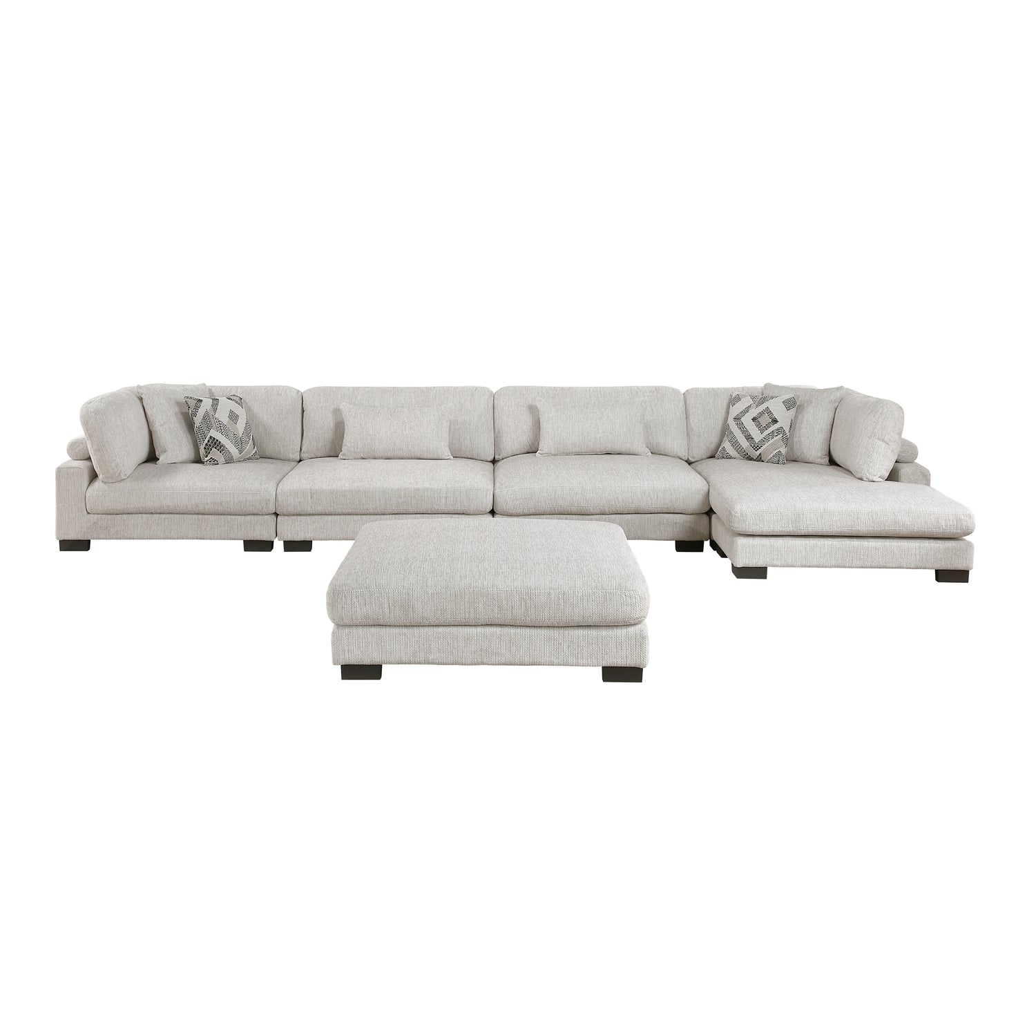 9555BEG*5CR2ACVCOT (5)5-Piece Modular Sectional with Chaise and Ottoman - 9555BEG*5CR2ACVCOT