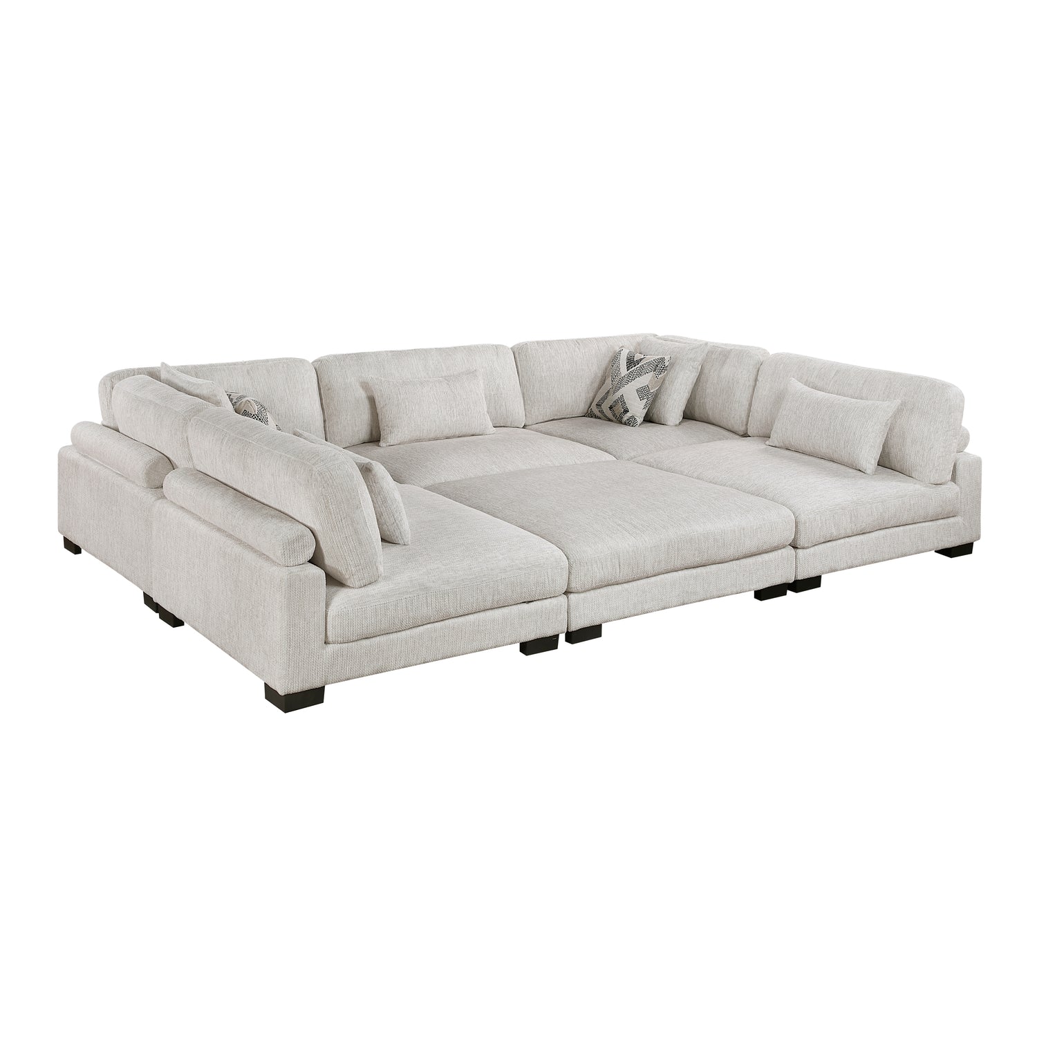 9555BEG*62CR3ACOT (6)6-Piece Modular Sectional with Ottoman - 9555BEG*62CR3ACOT