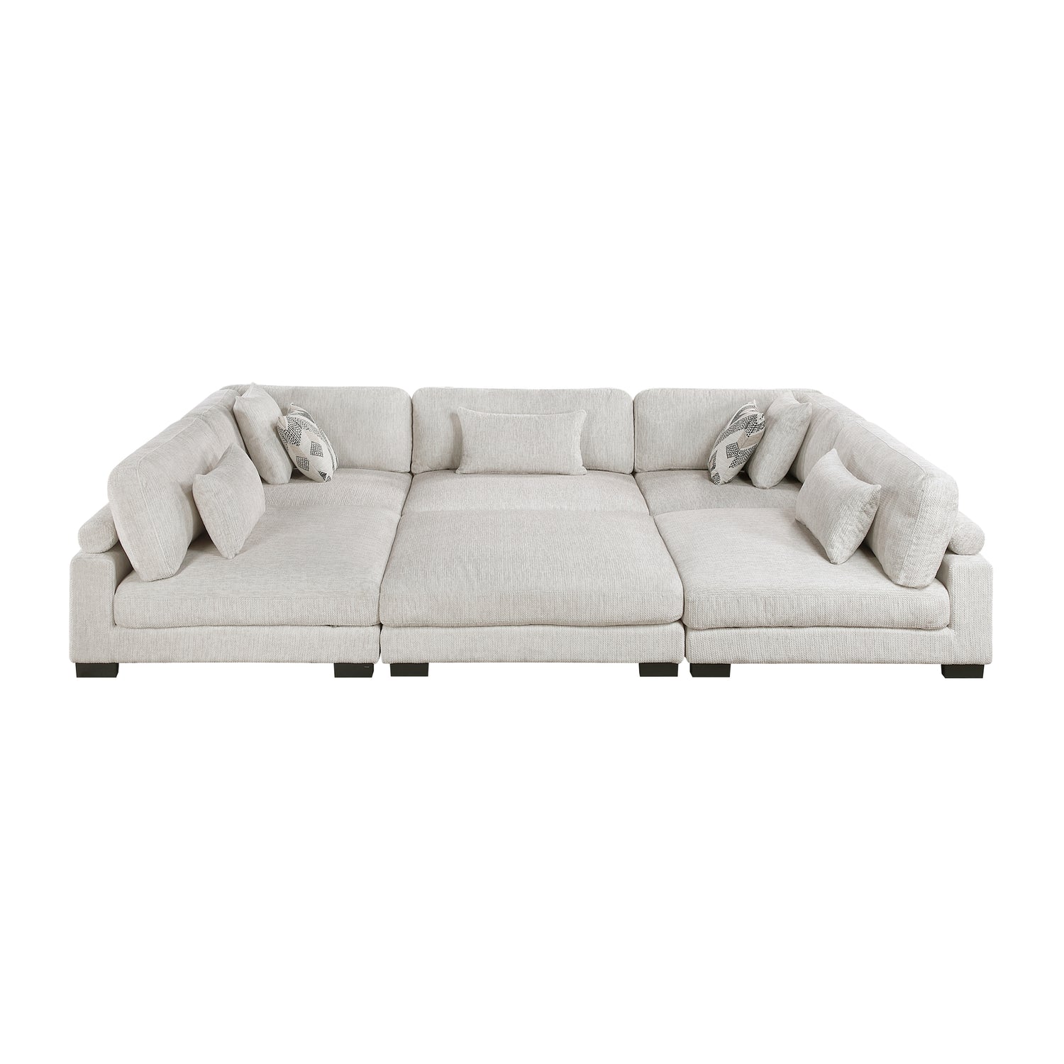 9555BEG*62CR3ACOT (6)6-Piece Modular Sectional with Ottoman - 9555BEG*62CR3ACOT
