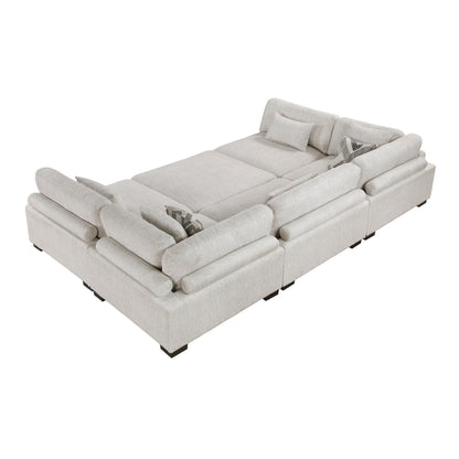 9555BEG*62CR3ACOT (6)6-Piece Modular Sectional with Ottoman - 9555BEG*62CR3ACOT