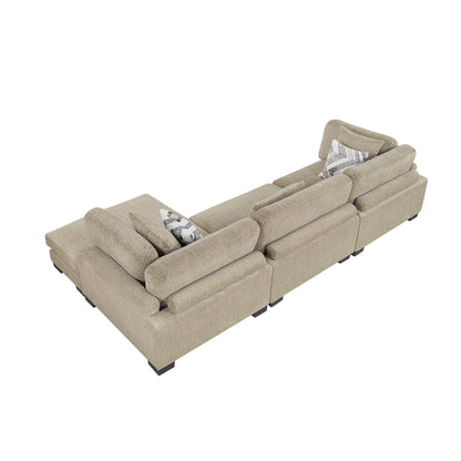 9555BRW*3CRACVC (3)3-Piece Modular Sectional with Chaise - 9555BRW*3CRACVC