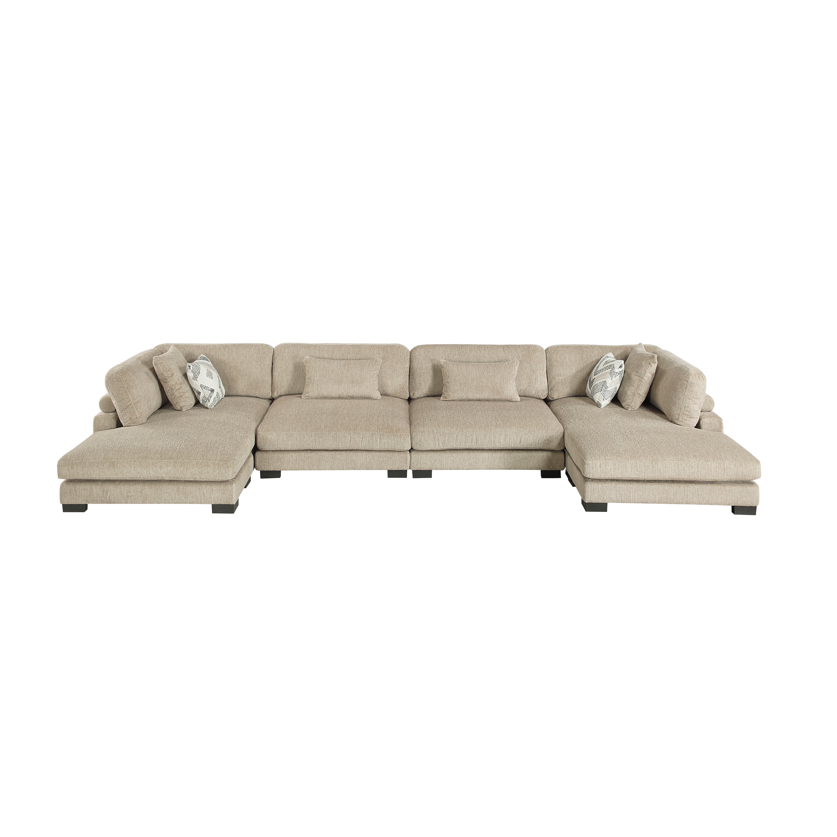 9555BRW*42AC2VC (4)4-Piece Modular Sectional with Chaise - 9555BRW*42AC2VC