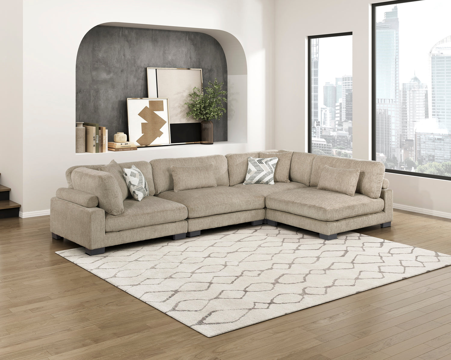 9555BRW*42CR2AC (4)4-Piece Modular Sectional - 9555BRW*42CR2AC