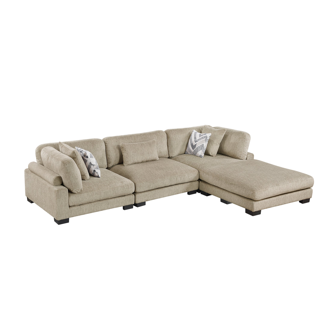 9555BRW*42CRACOT 4)4-Piece Modular Sectional with Ottoman - 9555BRW*42CRACOT
