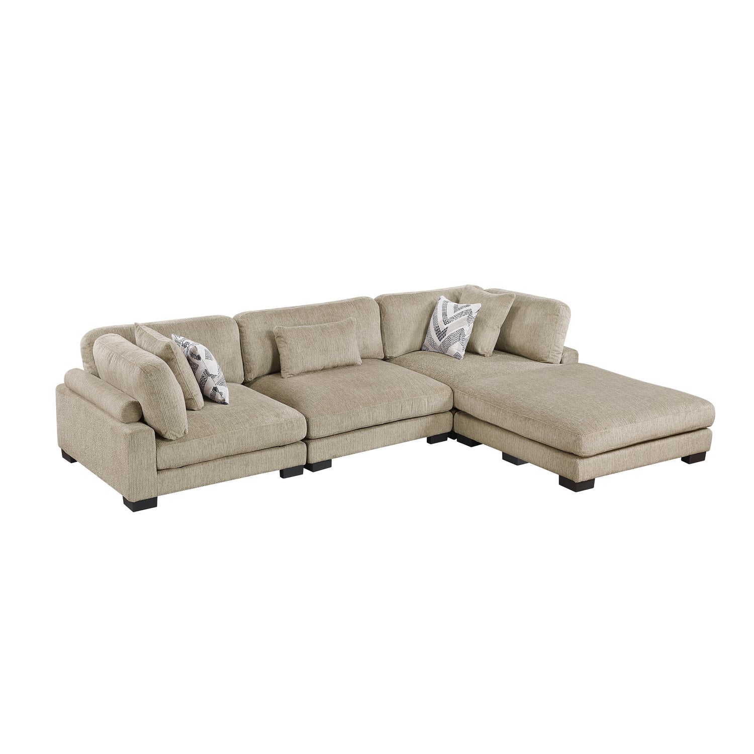 9555BRW*42CRACOT 4)4-Piece Modular Sectional with Ottoman - 9555BRW*42CRACOT