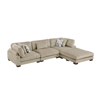 9555BRW*42CRACOT 4)4-Piece Modular Sectional with Ottoman - 9555BRW*42CRACOT