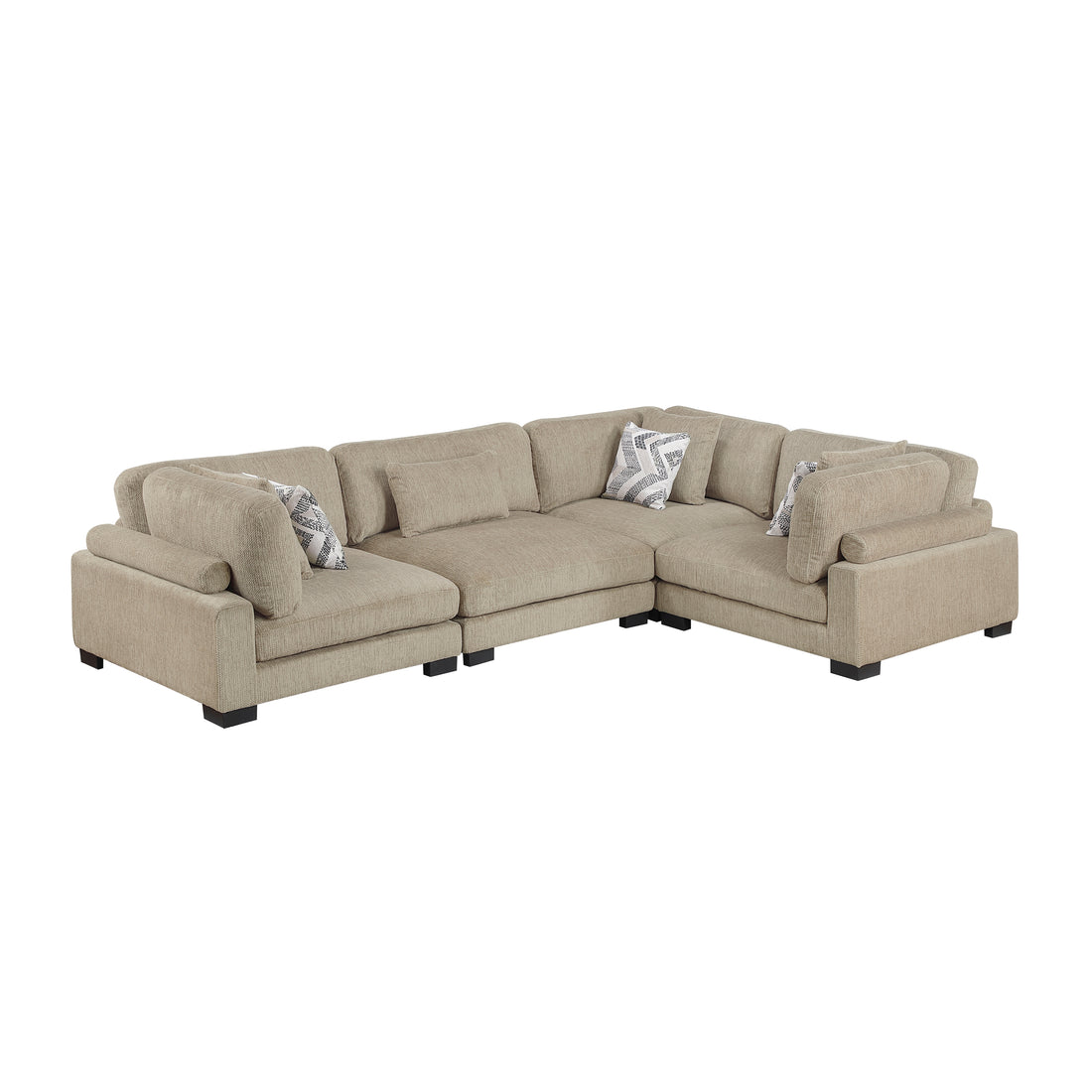 9555BRW*43CRAC (4)4-Piece Modular Sectional - 9555BRW*43CRAC