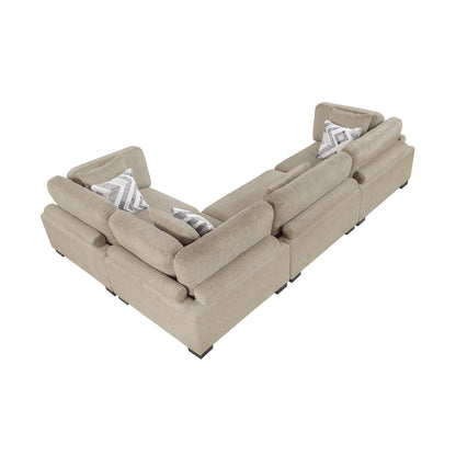 9555BRW*43CRAC (4)4-Piece Modular Sectional - 9555BRW*43CRAC
