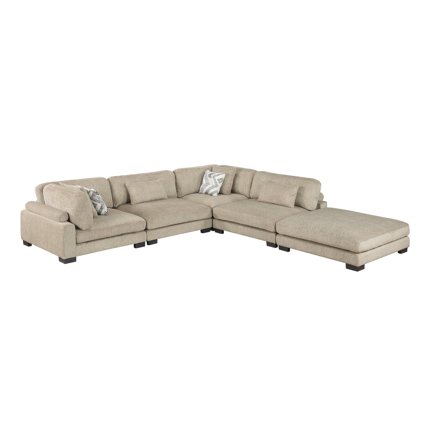 9555BRW*52CR2ACOT (5)5-Piece Modular Sectional with Ottoman - 9555BRW*52CR2ACOT