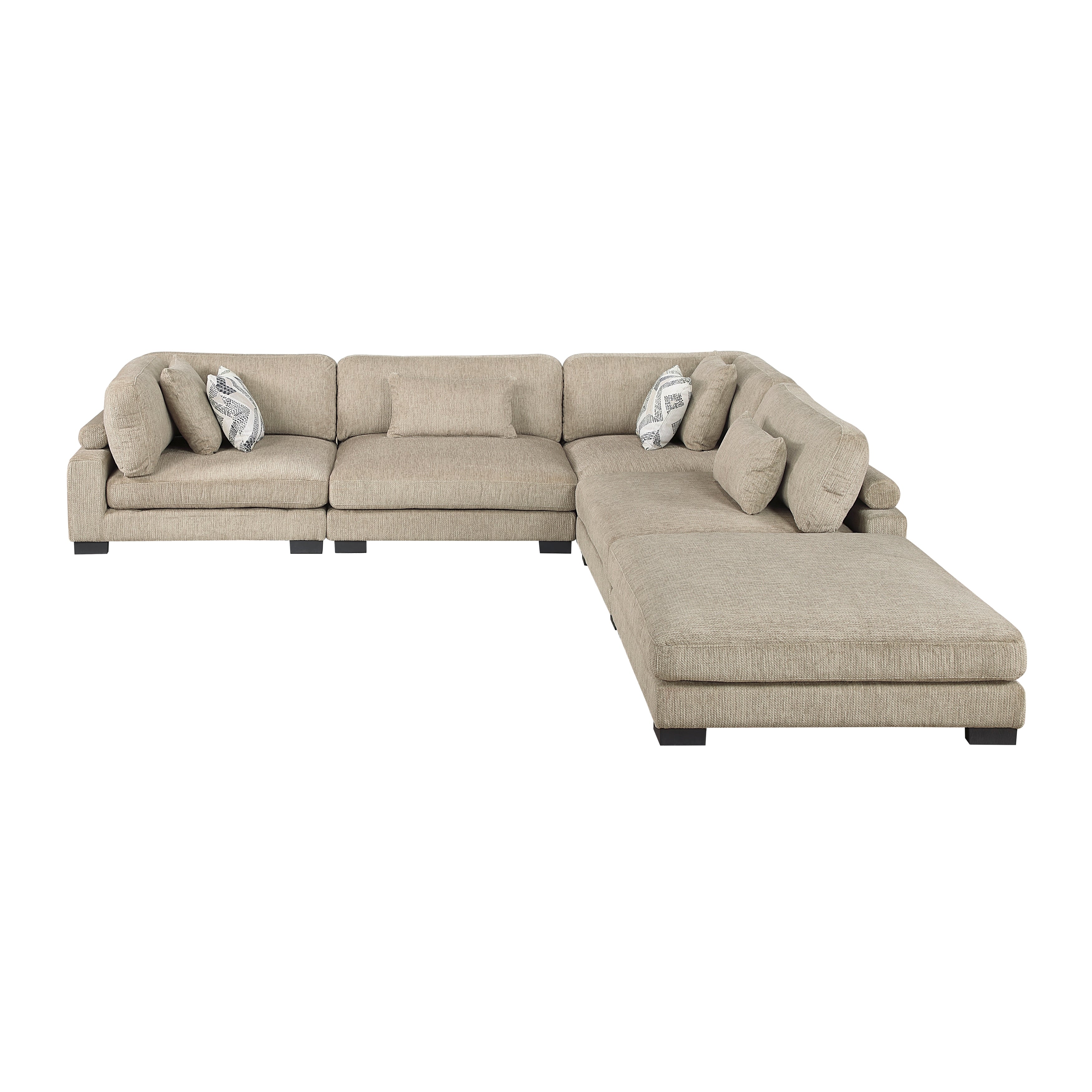 9555BRW*52CR2ACOT (5)5-Piece Modular Sectional with Ottoman - 9555BRW*52CR2ACOT