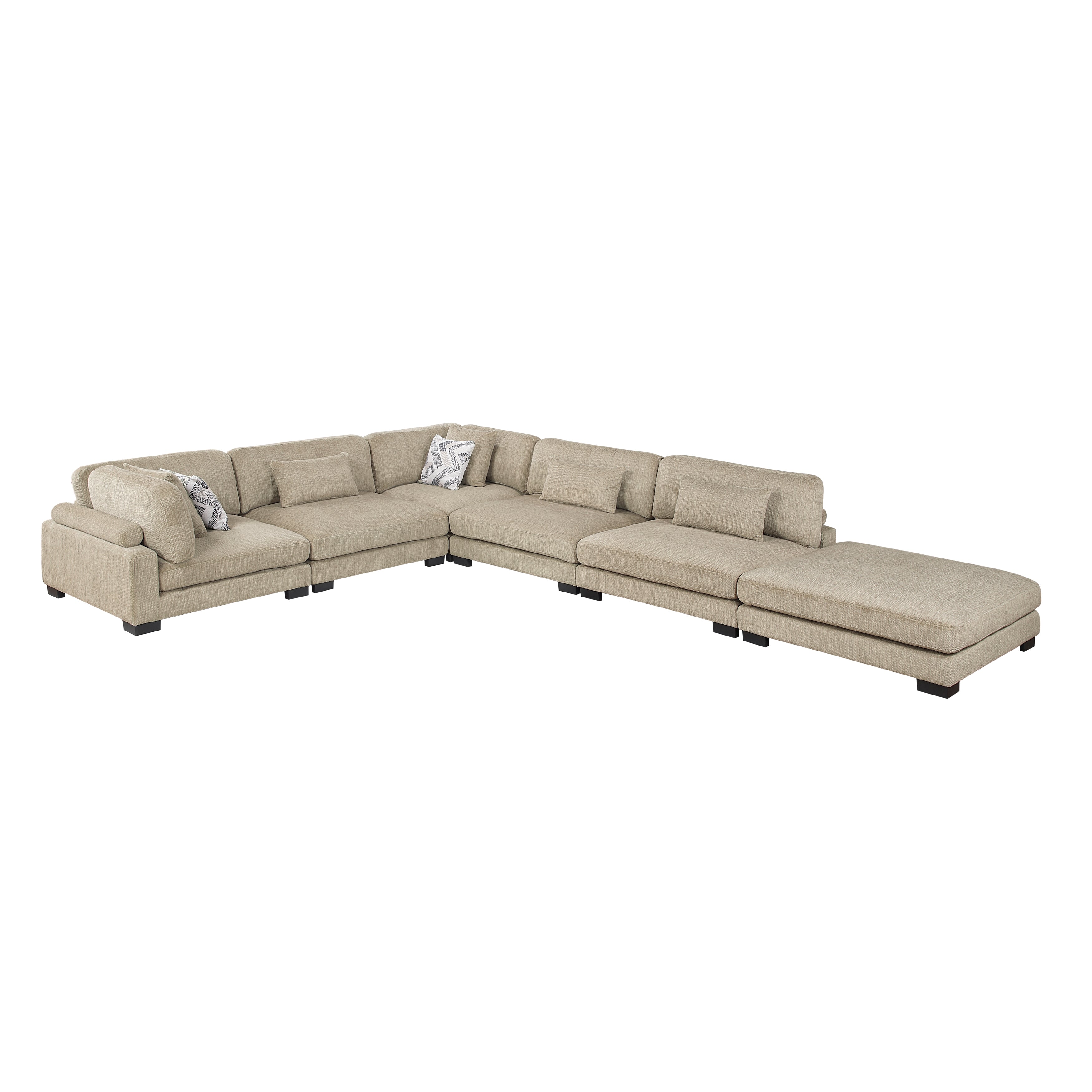 9555BRW*62CR3ACOT (6)6-Piece Modular Sectional with Ottoman - 9555BRW*62CR3ACOT