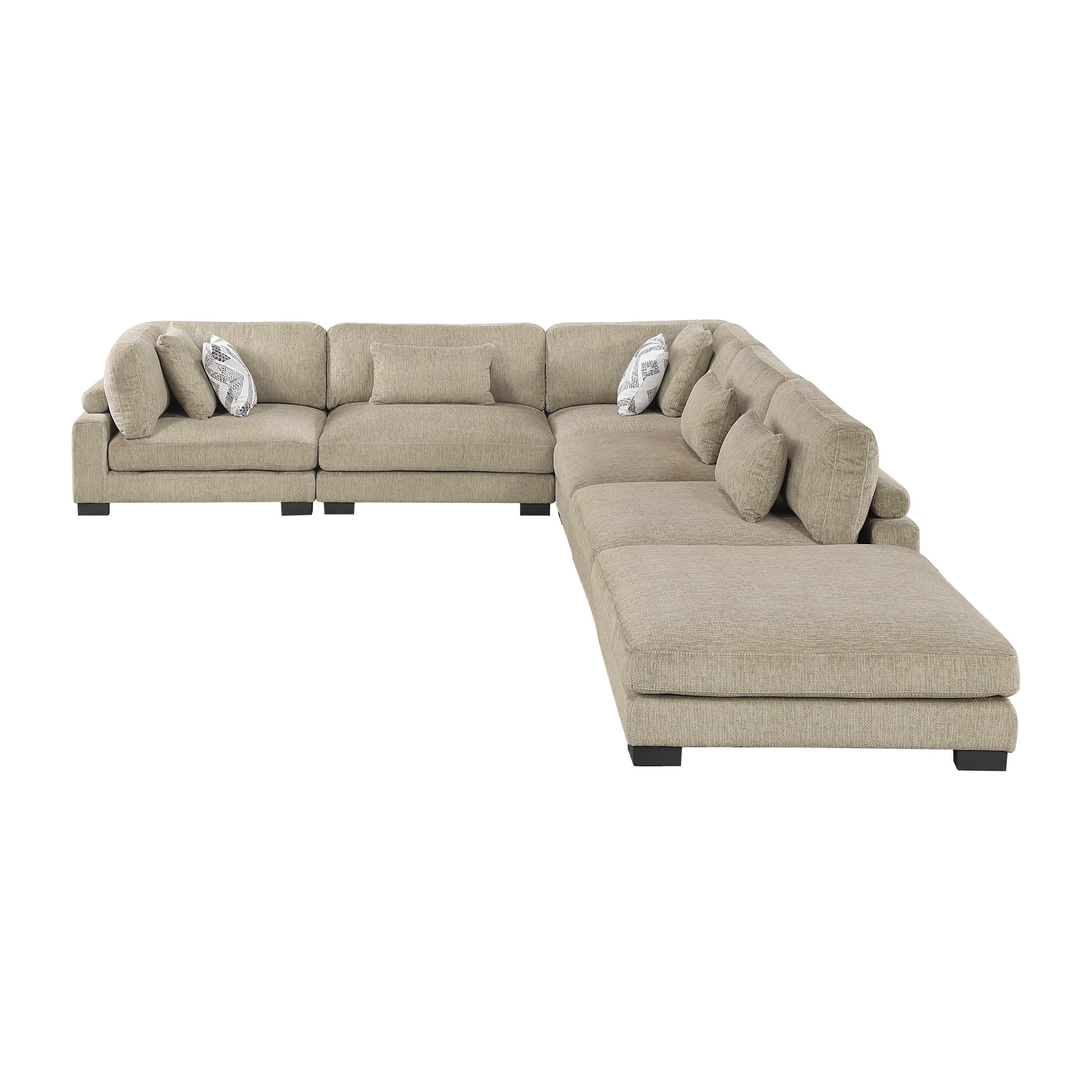 9555BRW*62CR3ACOT (6)6-Piece Modular Sectional with Ottoman - 9555BRW*62CR3ACOT