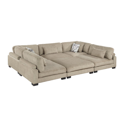 9555BRW*62CR3ACOT (6)6-Piece Modular Sectional with Ottoman - 9555BRW*62CR3ACOT