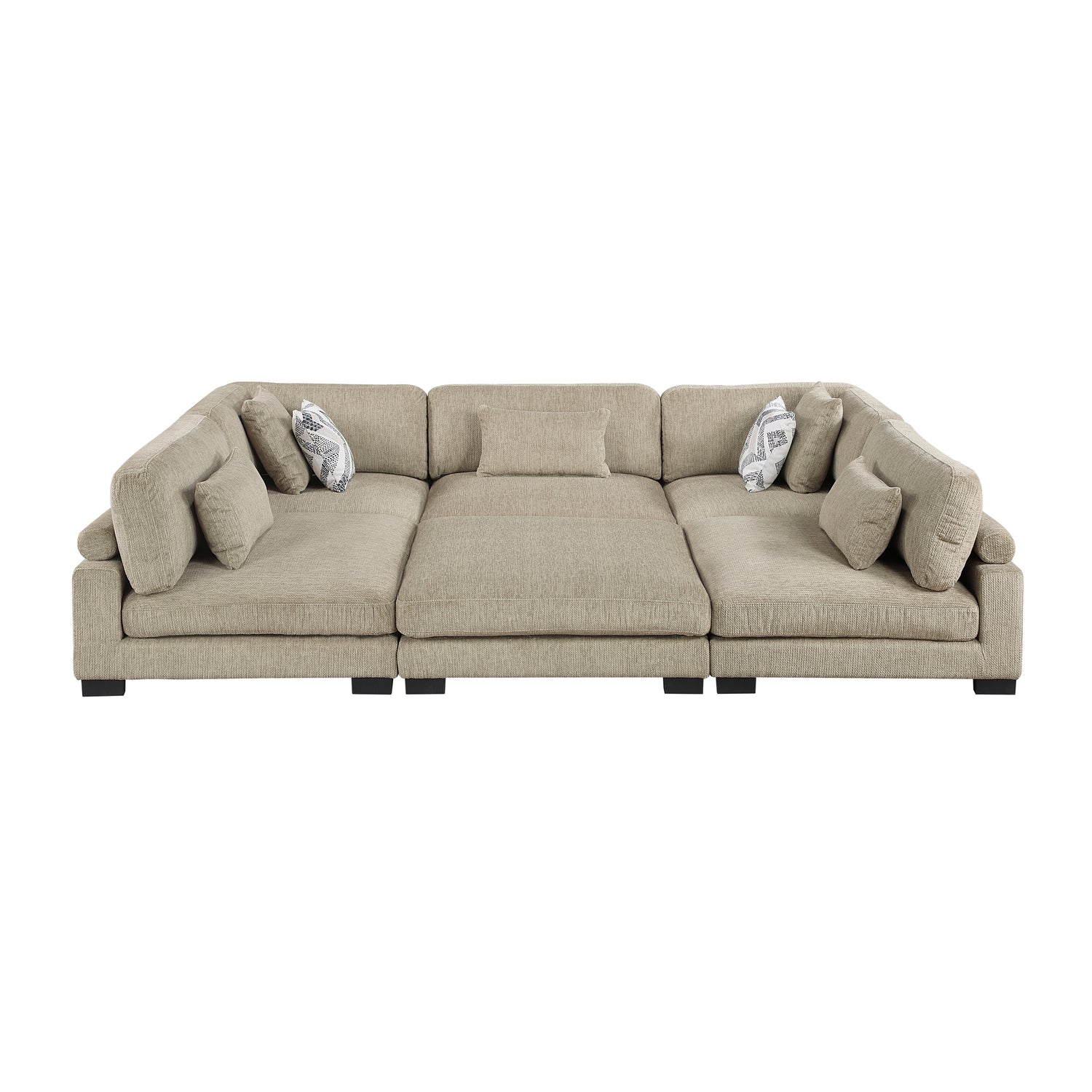 9555BRW*62CR3ACOT (6)6-Piece Modular Sectional with Ottoman - 9555BRW*62CR3ACOT