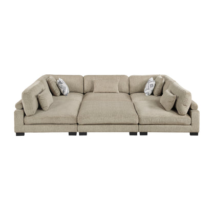 9555BRW*62CR3ACOT (6)6-Piece Modular Sectional with Ottoman - 9555BRW*62CR3ACOT