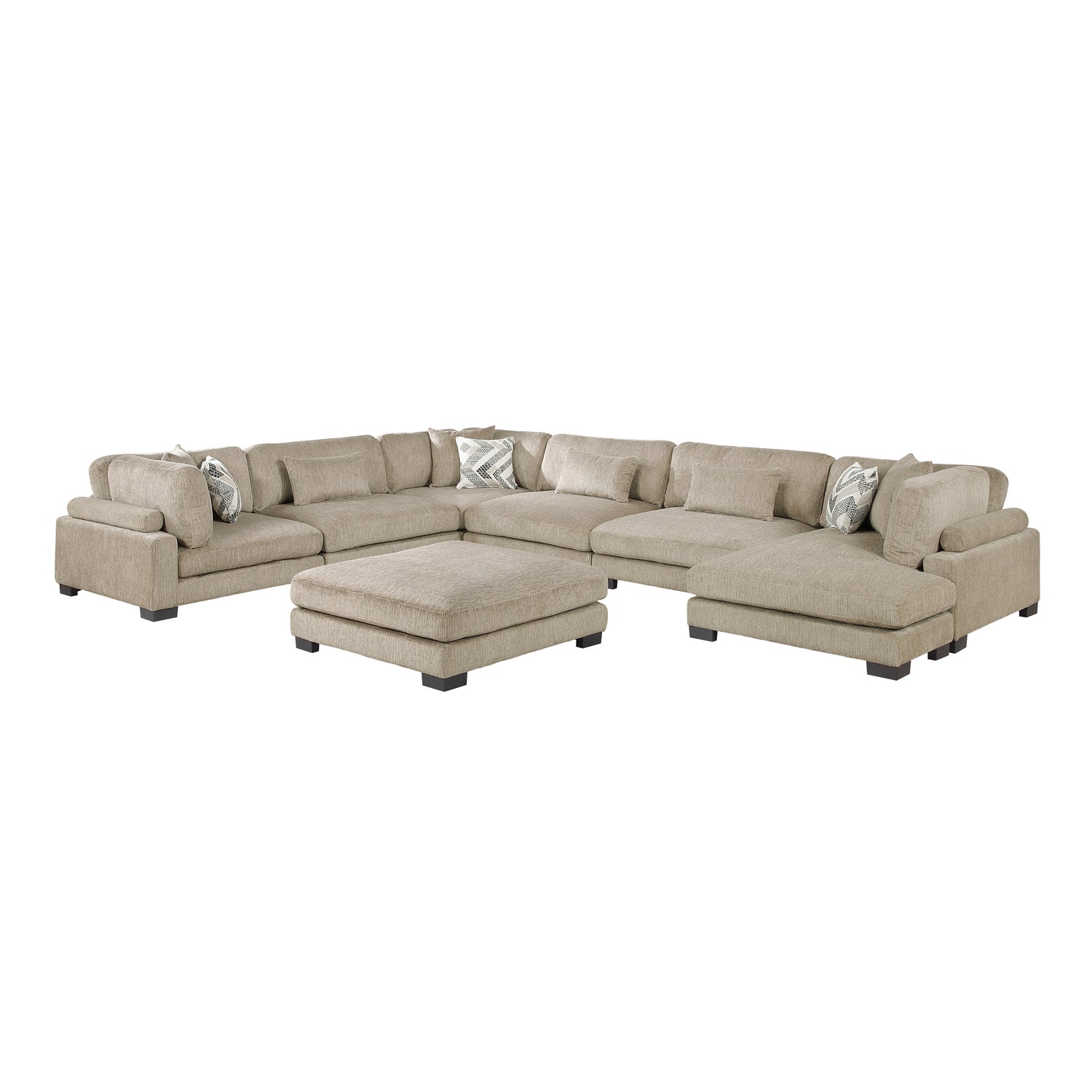 9555BRW*72CR3ACVCOT (7)7-Piece Modular Sectional with Ottoman - 9555BRW*72CR3ACVCOT