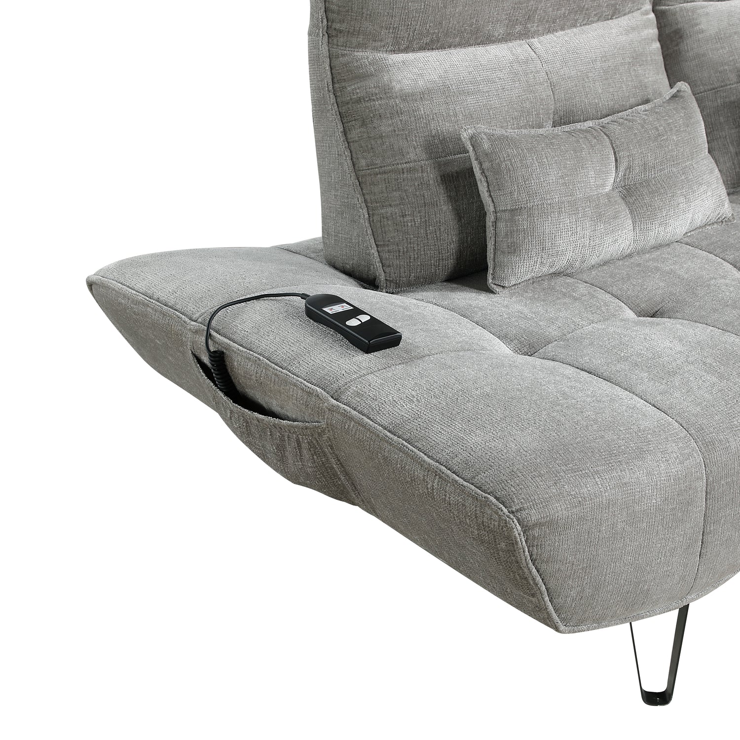 9556GRY-3PW Sofa with Power Adjustable Seat Depth and Manual Adjustable Headrests - 9556GRY-3PW