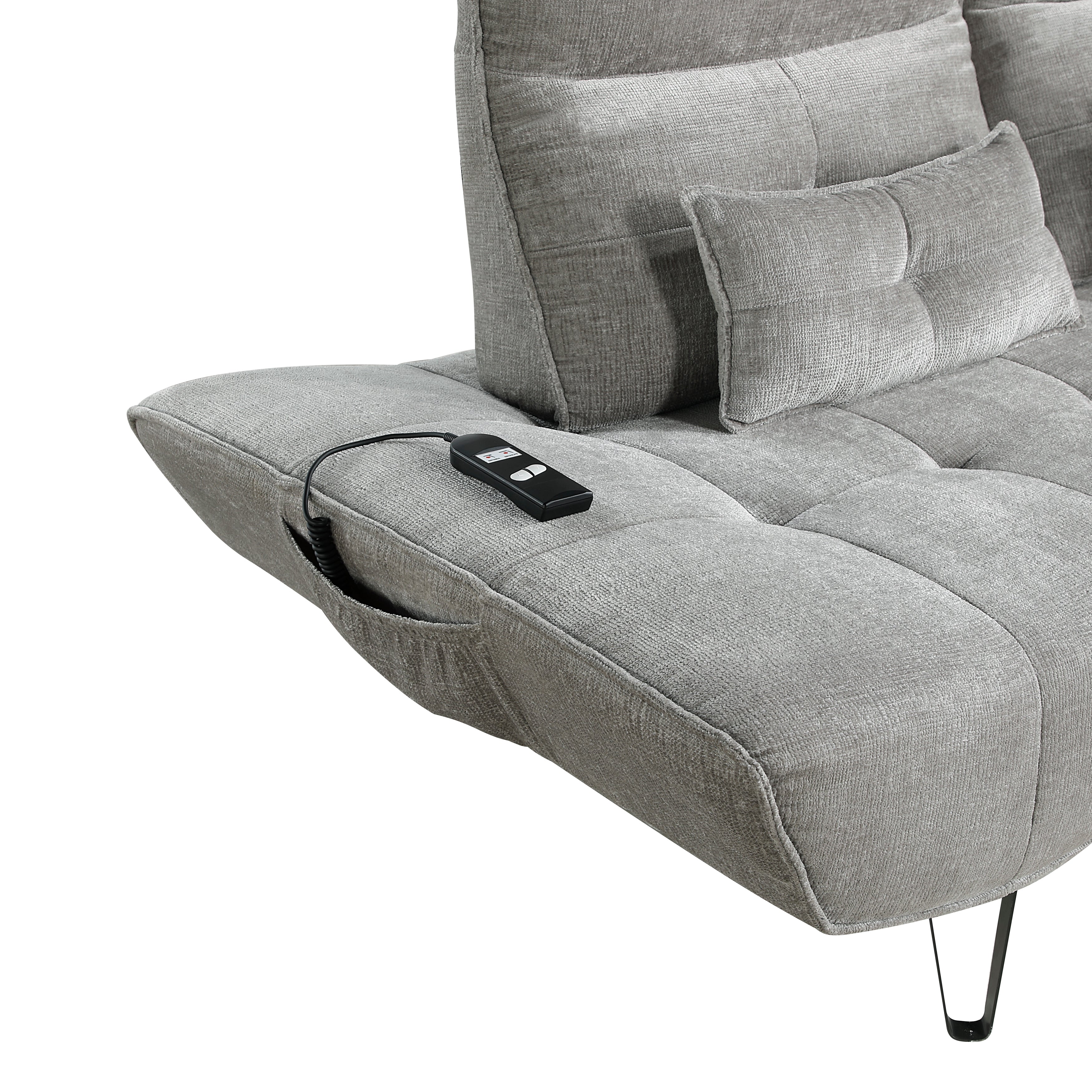 9556GRY-3PW Sofa with Power Adjustable Seat Depth and Manual Adjustable Headrests - 9556GRY-3PW