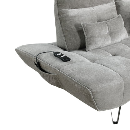 9556GRY-3PW Sofa with Power Adjustable Seat Depth and Manual Adjustable Headrests - 9556GRY-3PW