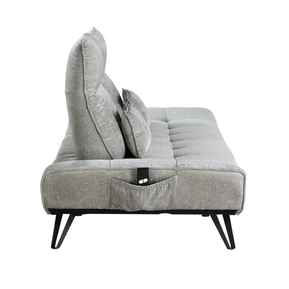 9556GRY-3PW Sofa with Power Adjustable Seat Depth and Manual Adjustable Headrests - 9556GRY-3PW