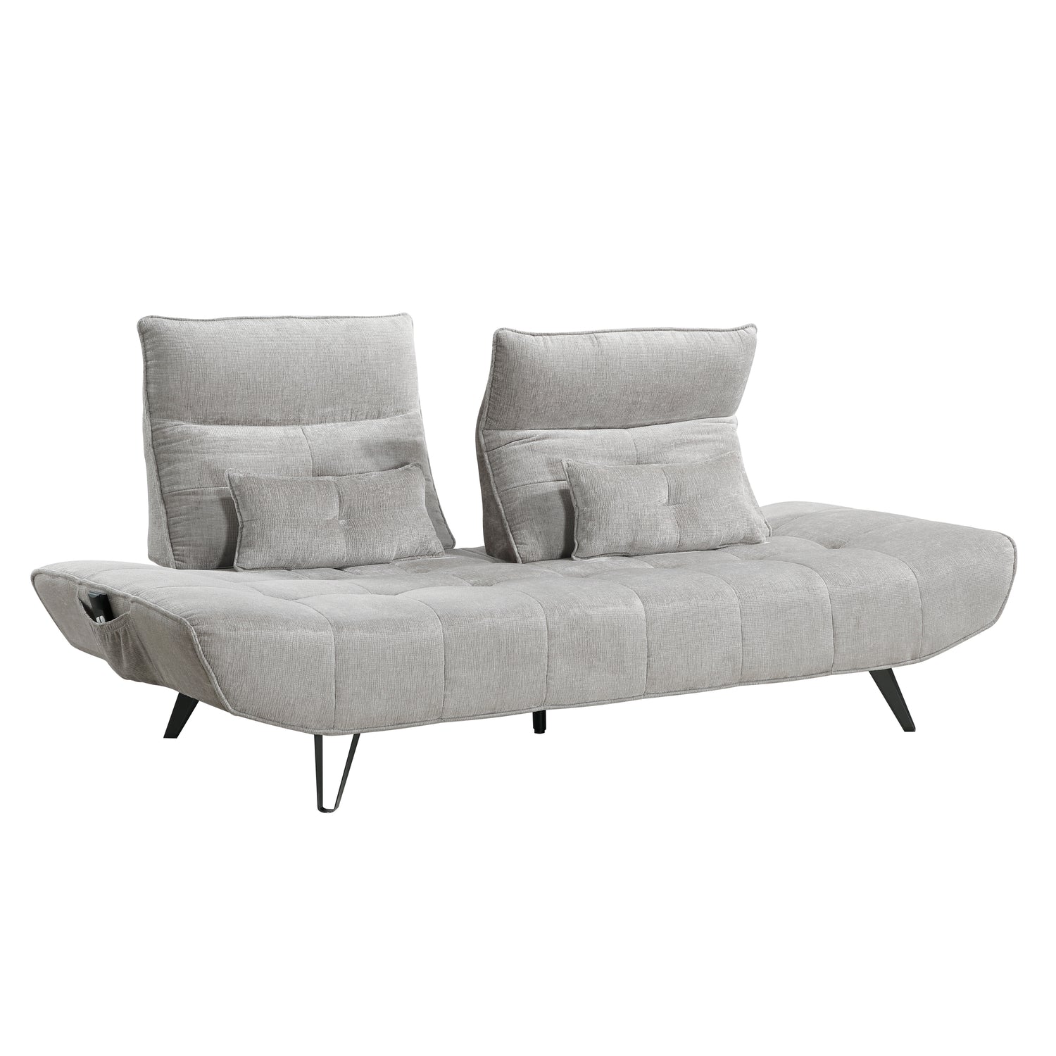 9556LGY-3PW Sofa with Power Adjustable Seat Depth and Manual Adjustable Headrests - 9556LGY-3PW