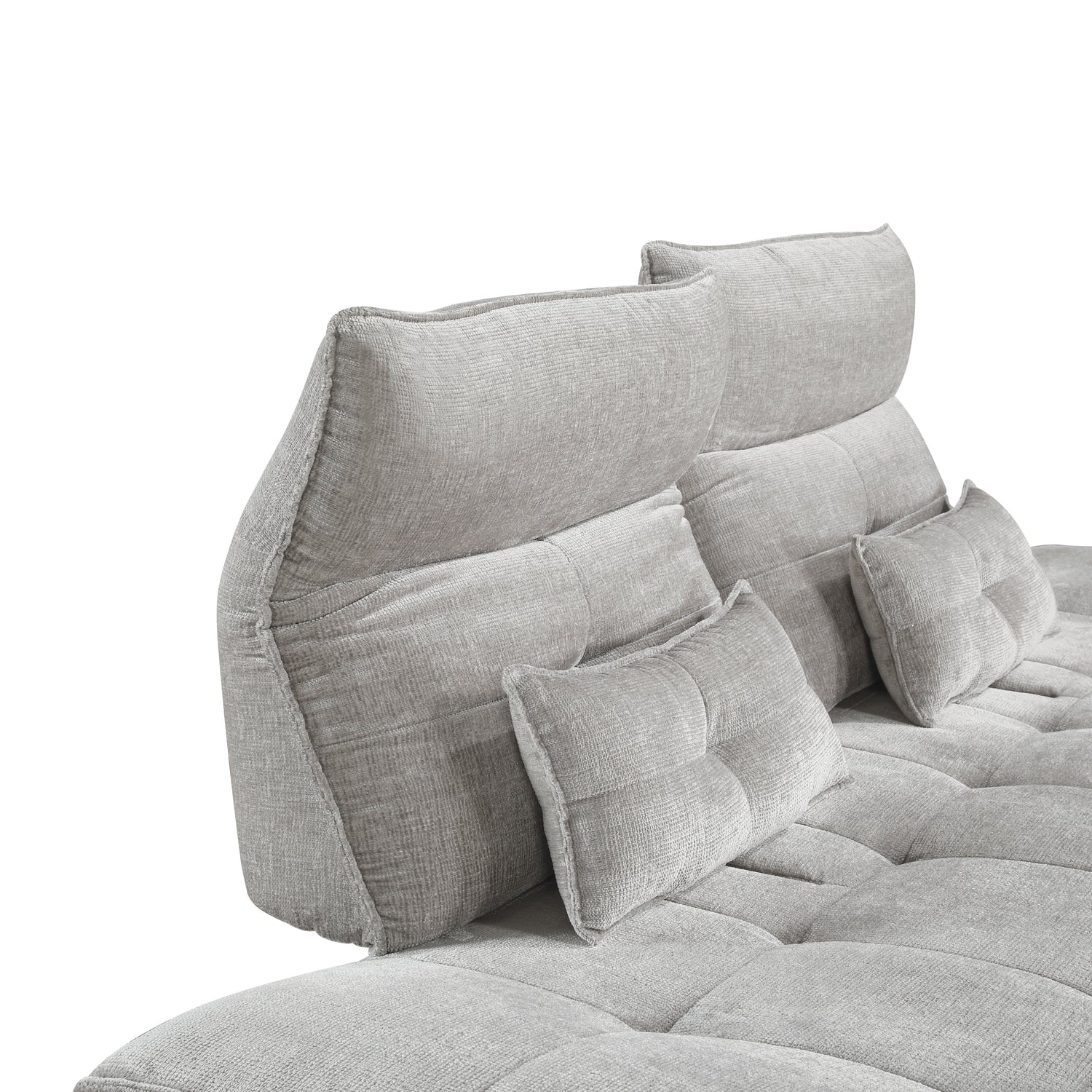 9556LGY-3PW Sofa with Power Adjustable Seat Depth and Manual Adjustable Headrests - 9556LGY-3PW
