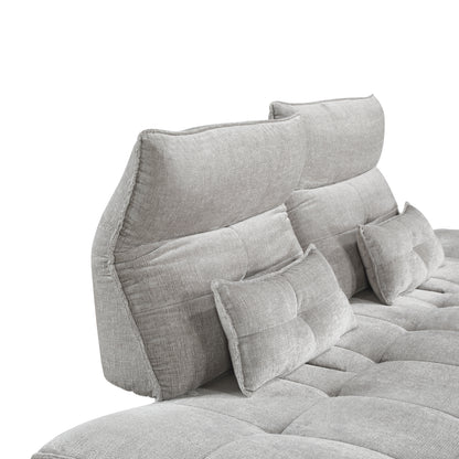 9556LGY-3PW Sofa with Power Adjustable Seat Depth and Manual Adjustable Headrests - 9556LGY-3PW