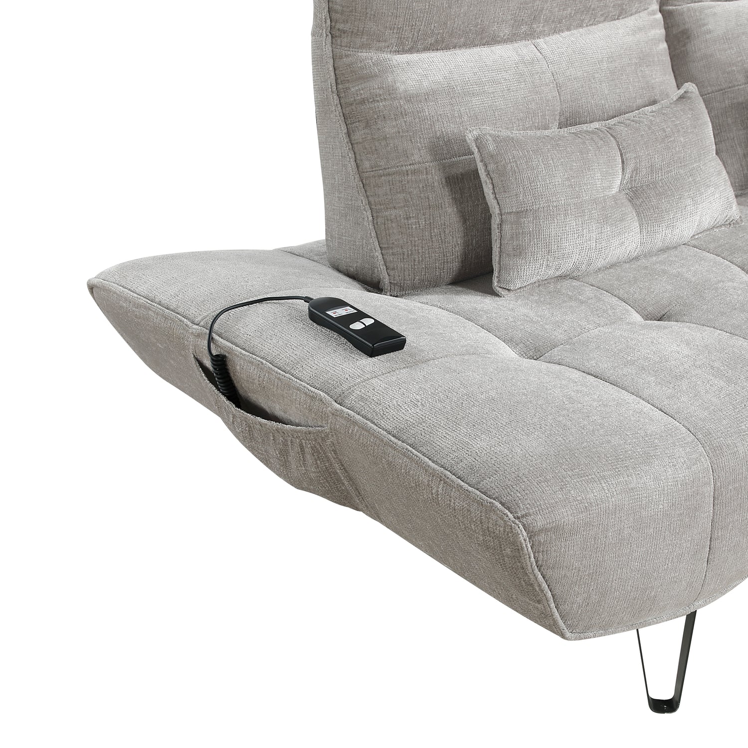 9556LGY-3PW Sofa with Power Adjustable Seat Depth and Manual Adjustable Headrests - 9556LGY-3PW