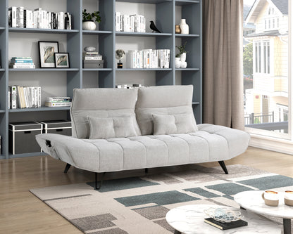 9556LGY-3PW Sofa with Power Adjustable Seat Depth and Manual Adjustable Headrests - 9556LGY-3PW