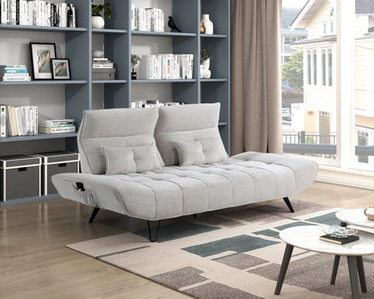 9556LGY-3PW Sofa with Power Adjustable Seat Depth and Manual Adjustable Headrests - 9556LGY-3PW