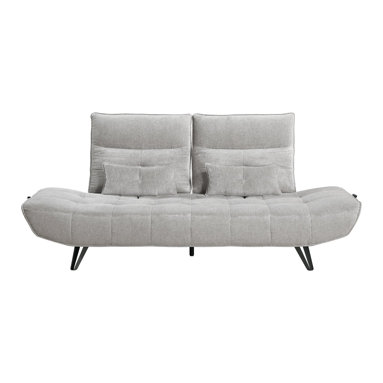 9556LGY-3PW Sofa with Power Adjustable Seat Depth and Manual Adjustable Headrests - 9556LGY-3PW