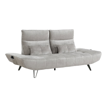9556LGY-3PW Sofa with Power Adjustable Seat Depth and Manual Adjustable Headrests - 9556LGY-3PW