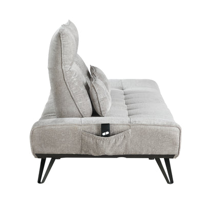 9556LGY-3PW Sofa with Power Adjustable Seat Depth and Manual Adjustable Headrests - 9556LGY-3PW